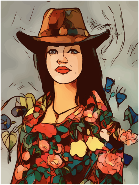 cowgirl-woman-flowers-portrait-hat-7138792