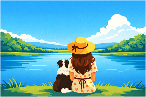 spring-woman-dog-lake-nature-10208115