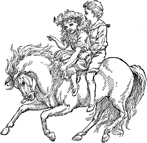 children-horse-line-art-vintage-4434965