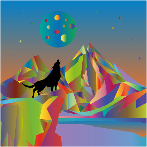 wolf-howling-colorful-landscape-6752747
