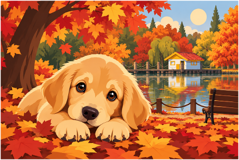 golden-retriever-autumn-puppy-10474984