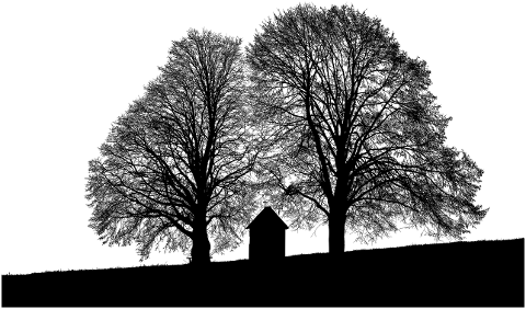 trees-monochrome-sketch-chapel-8034479
