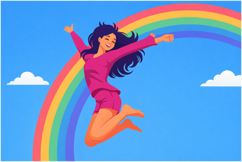 rainbow-spring-happy-woman-jumping-10209779