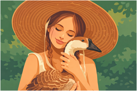 woman-holding-goose-girl-with-goose-10172093