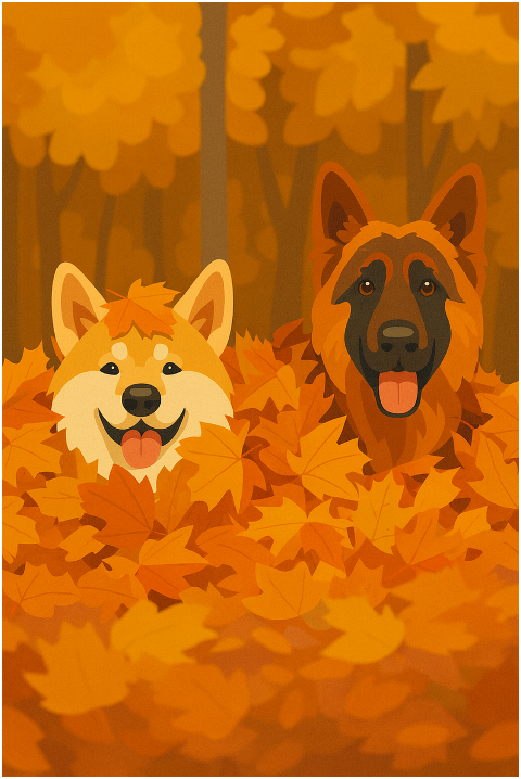 dogs-autumn-leaves-forest-fall-9914881