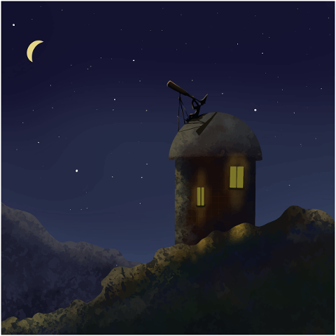 house-telescope-moon-stars-hill-5671079