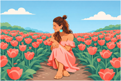 spring-tulip-field-woman-flowers-10205786