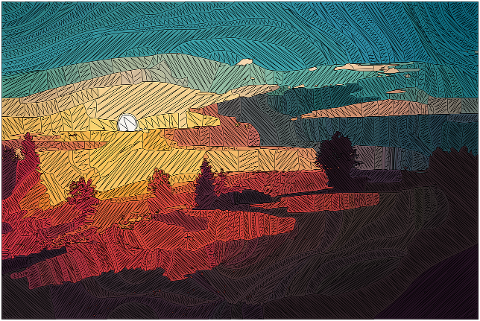 landscape-sunset-nature-drawing-7069386