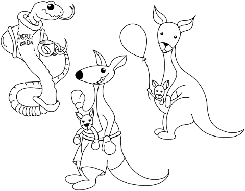 kangaroos-snake-animals-line-art-5815957
