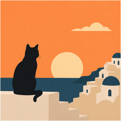 cat-sunset-santorini-mediterranean-10236873