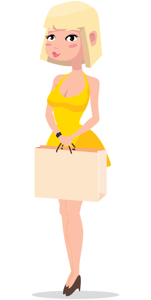 woman-shopping-yellow-dress-drawing-7339327