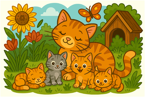 cat-kittens-mother-cat-cartoon-cat-9868506