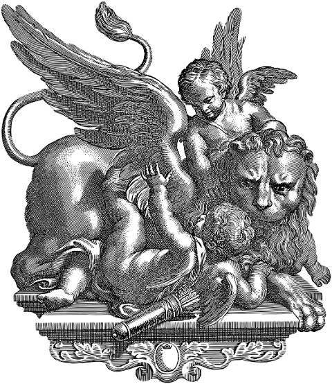 cherub-angel-lion-line-art-god-7476851