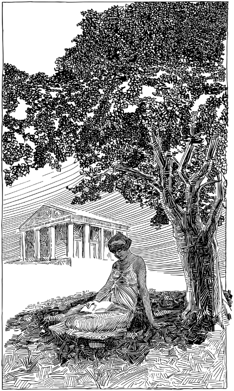 woman-shade-tree-park-drawing-7426354