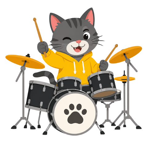 drumming-cat-yellow-hoodie-10296720