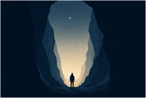 canyon-silhouette-man-night-sky-10234530