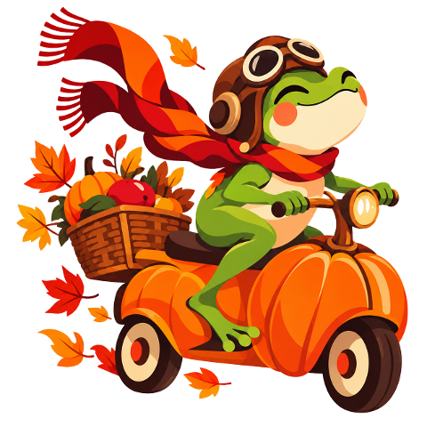 autumn-frog-scooter-pumpkin-leaves-10503933