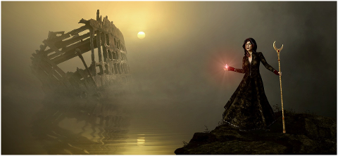 fantasy-mage-ship-wreck-sun-fog-4382556