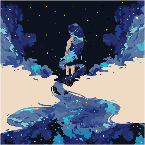 girl-clouds-stars-art-calm-anime-8435339