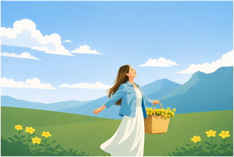 spring-woman-flowers-meadow-basket-10209841
