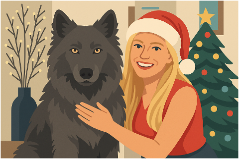 christmas-illustration-woman-and-dog-9962377