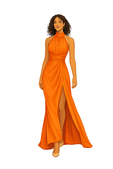 orange-dress-elegant-woman-10047392
