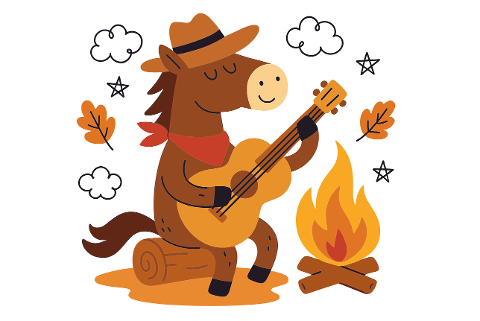 ai-generated-horse-guitar-bonfire-9597145