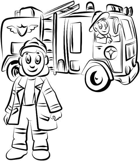 firefighters-fire-truck-line-art-6810500