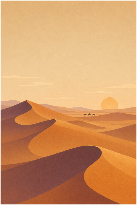 desert-dune-camel-caravan-sunset-10260292