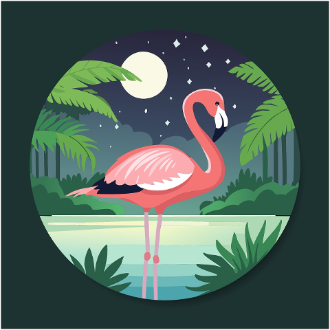 ai-generated-flamingo-night-jungle-8949480