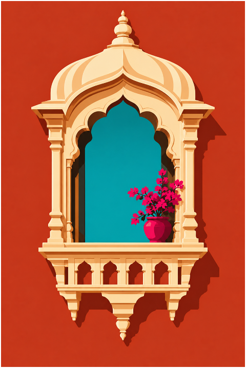 indian-architecture-pink-flowers-10513093