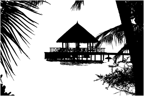 bungalow-tropical-silhouette-ocean-6369444