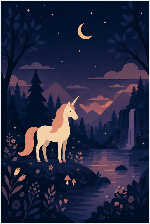 unicorn-magical-forest-moonlight-10296709