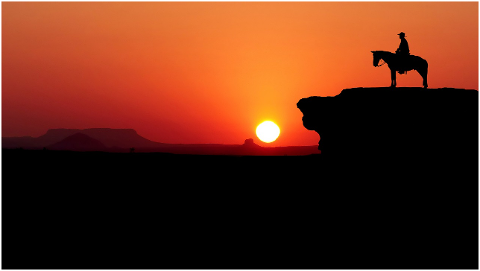 sunset-cow-boy-horse-landscape-4275615