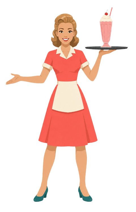 retro-waitress-cherry-milkshake-10465310