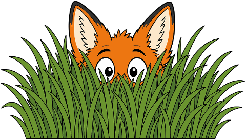 fox-grass-cartoon-hiding-nature-10429616