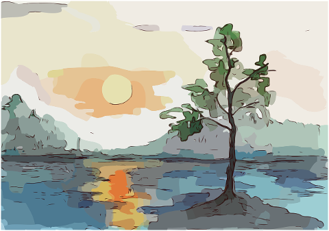nature-sunset-art-ink-watercolour-6968715