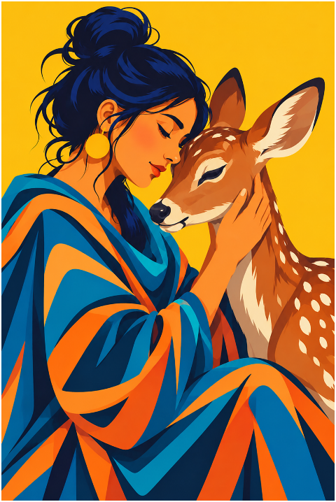 woman-with-fawn-fawn-wildlife-10511507