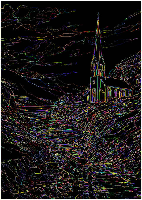 church-line-art-surreal-psychedelic-8302744