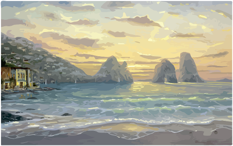 ocean-sea-beach-painting-low-poly-7464276