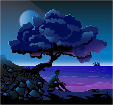 man-wanderer-beach-tree-landscape-6238677