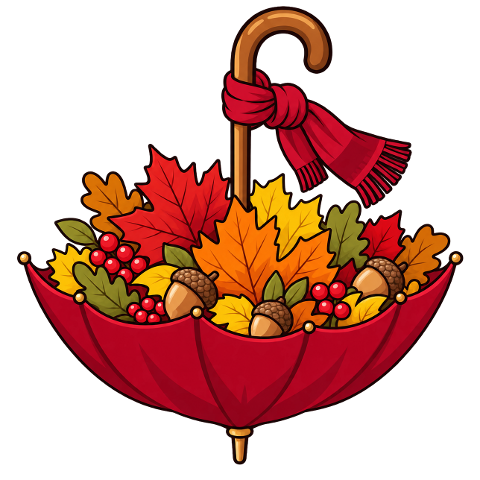 umbrella-autumn-red-leaves-acorns-10504658