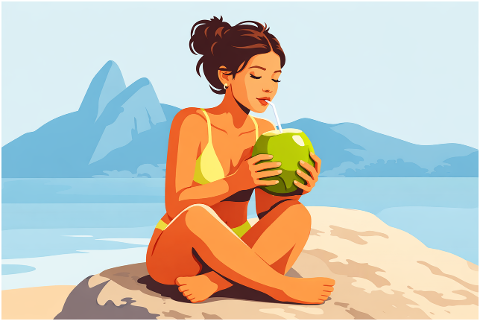 coconut-woman-beach-tropical-10237849
