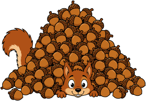 squirrel-acorns-pile-cartoon-10401641