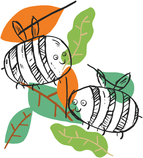 drawing-bees-line-art-leaves-6746250
