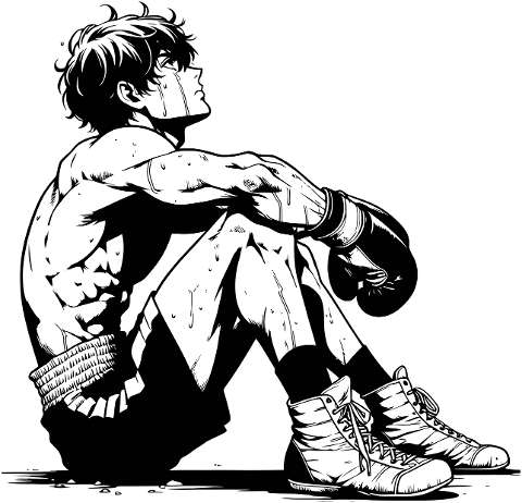 boxer-crying-loneliness-line-art-9380971