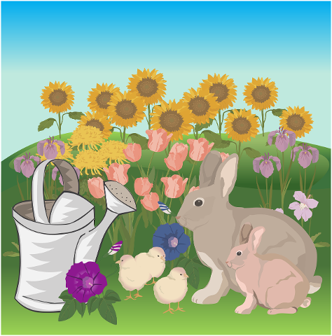 easter-rabbits-spring-flowers-4140731