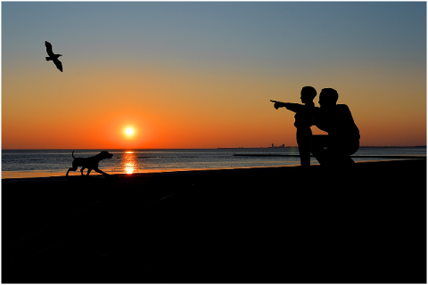 sunset-father-with-child-dog-4546491
