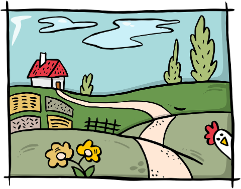 painted-landscape-house-chicken-10246533