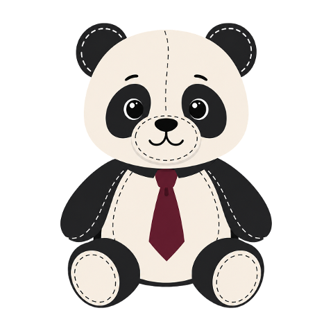 panda-plush-toy-black-white-red-tie-10363003